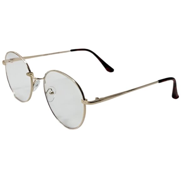 6086 | Gold Clear Lens Round Blue Light Blocking Glasses - Picture 2 of 5